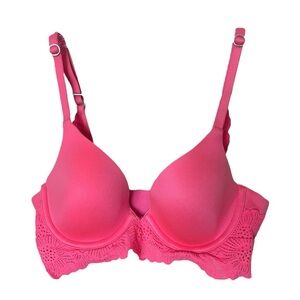 Aerie Real Sunnie Full Coverage Crochet Lace Detail Padded Hook Back Bra 32B